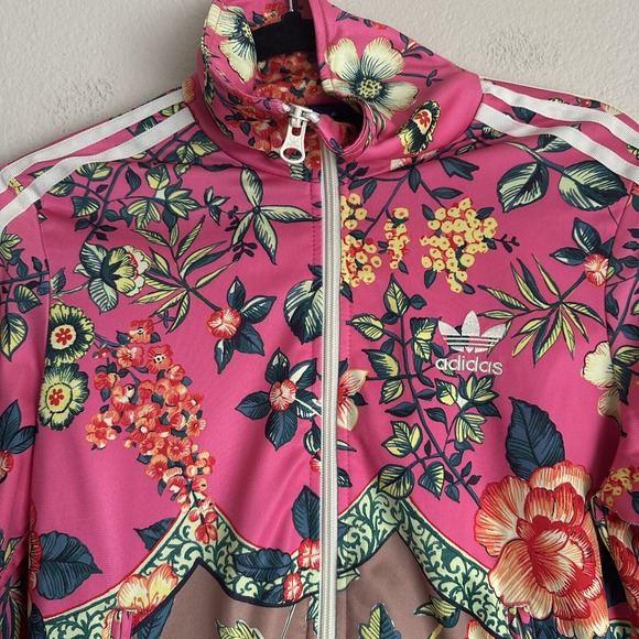 Adidas x FARM Jardineto Track Jacket Floral Firebird Pink Trefoil S Runs Small - Picture 1 of 12